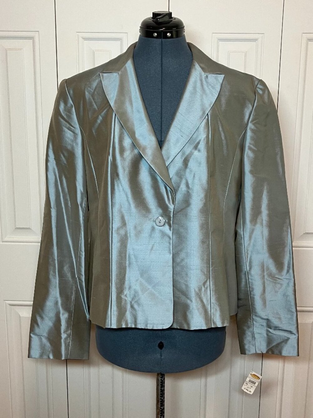 Talbots Shimmery Teal Satin Single-Button Blazer